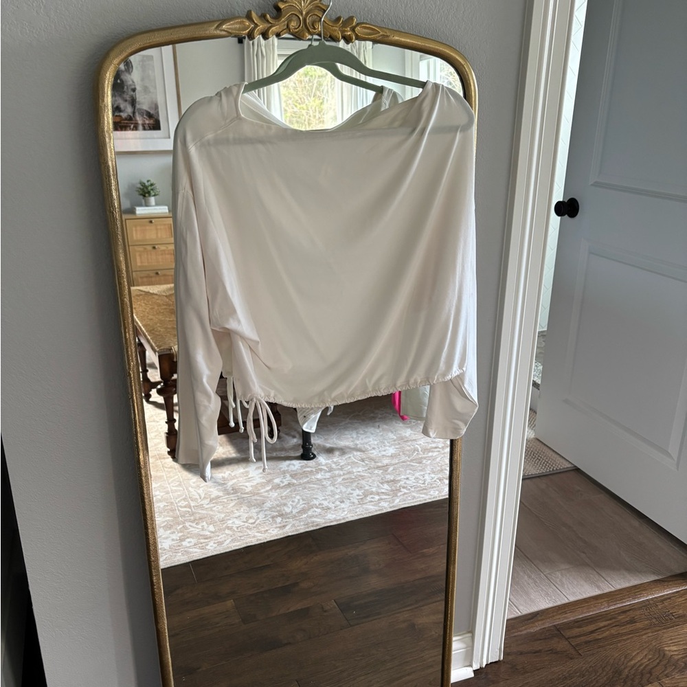 Athleta Bone Colored Long-Sleeve Drawstring Top